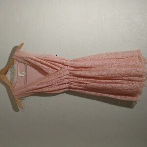 Anthropologie Eloise Lace Dress Women's S Pink Barbiecore Faux Wrap Vacation
